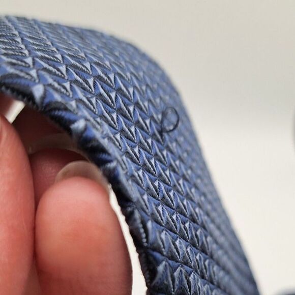 Ermenegildo Zegna 100% Silk Necktie Luxury Blue Geometric Pattern Italy Long - Picture 7 of 8